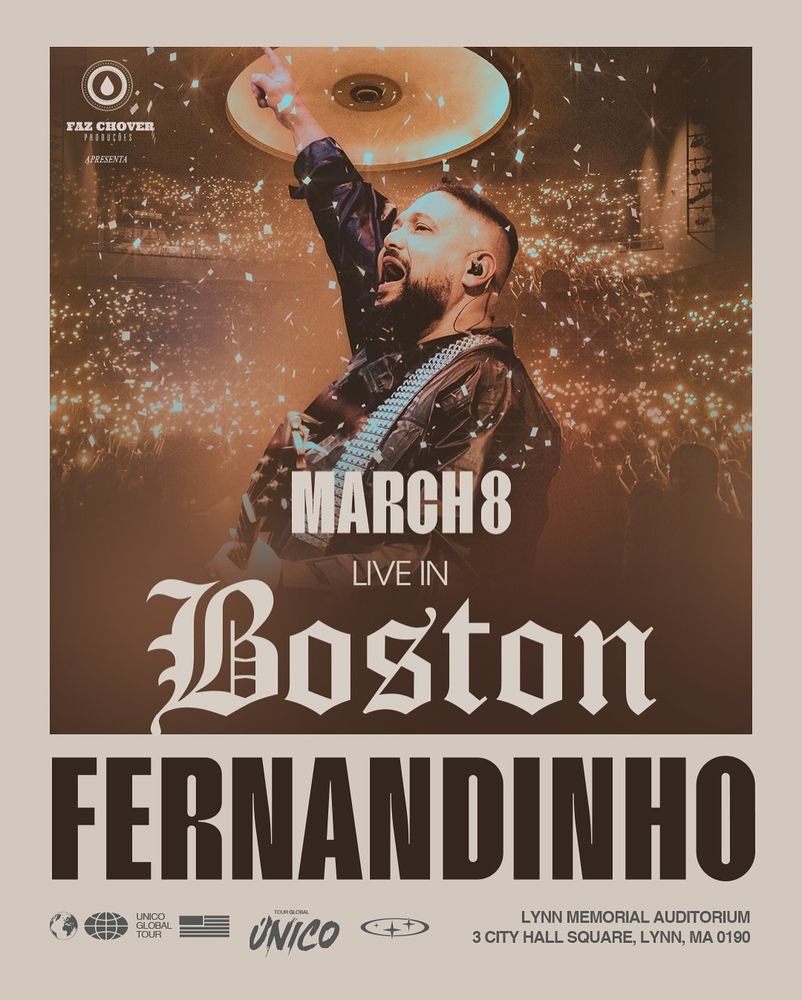 Flyer oficial — Fernandinho em Boston, Lynn Auditorium